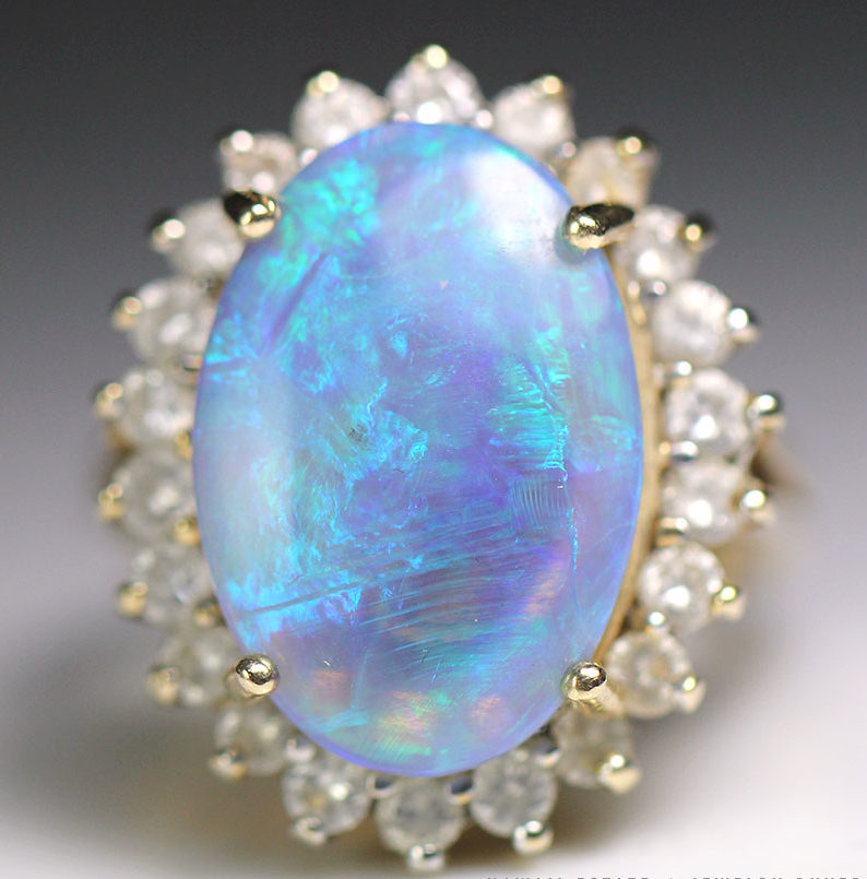 svinekød udkast revolution Natural Australian Blue-Green Opal & Diamond 14K Yellow Gold ring - Diamond  Guy Hawaii