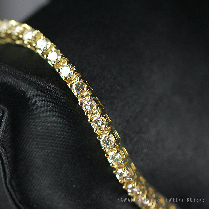 Rahaminov Emerald Cut Diamond Bezel Set Tennis Bracelet in Yellow Gold |  BR-2354 | Borsheims